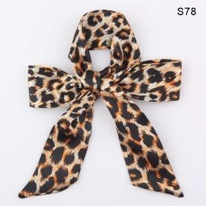 Leopard Print Bow Hair Scarf - Black & Brown